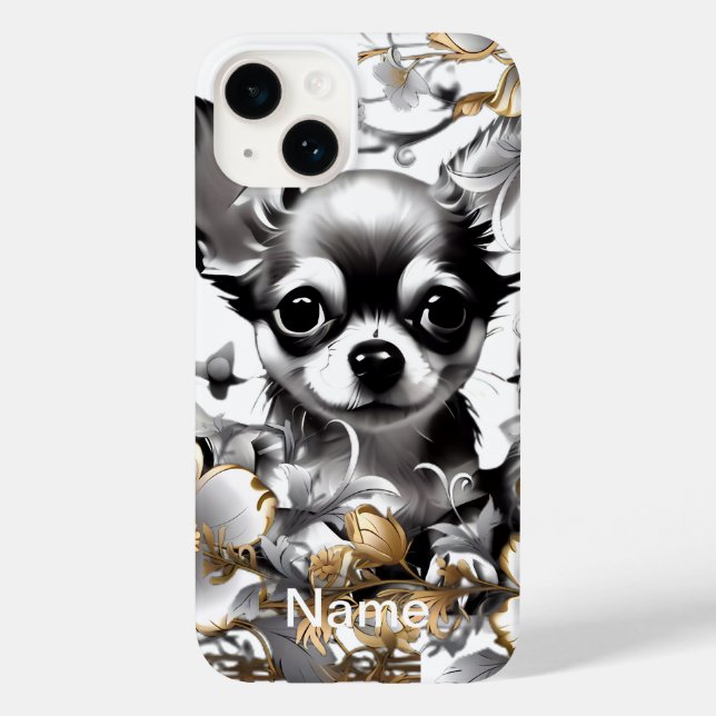 Pup amongst flowers change for your loved portrait Case-Mate iPhone case (Back)