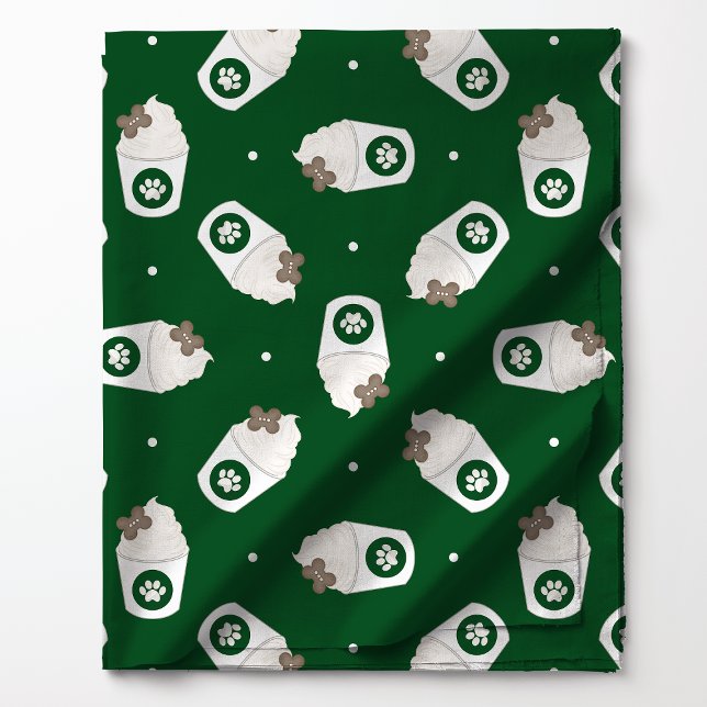 Pup Cups Polka Dot on Green Fabric (Creator Uploaded)
