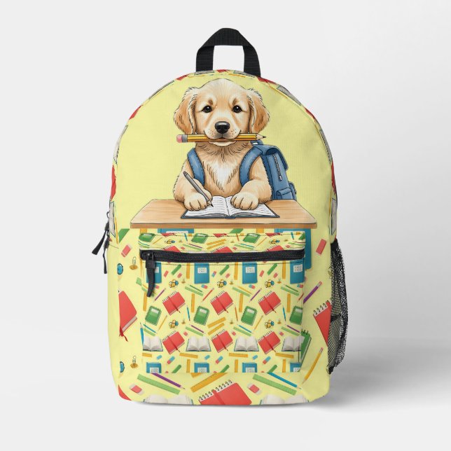 Pup in Class Ready to Pass Printed Backpack (Front)