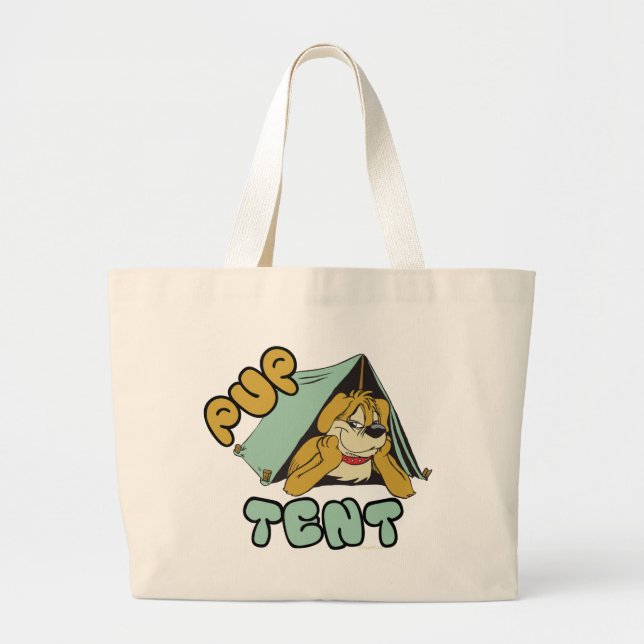 Pup Tent Camping Large Tote Bag (Front)