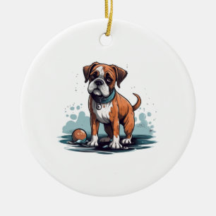 PupArt Design Boxer Briefs - Funny Dog Graphic Ceramic Ornament