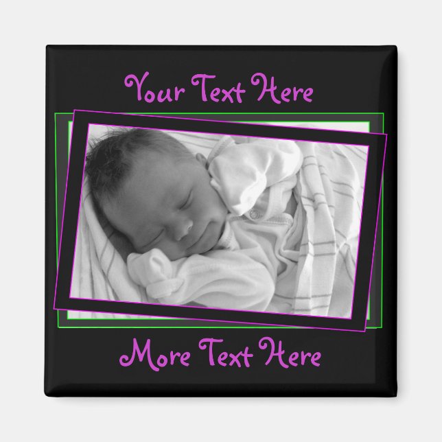 Puple and Green Neon Frame Magnet (Front)
