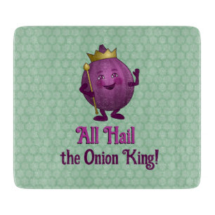 Puple Onion on Green - King with Crown - your text Cutting Board