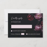 Puple Red 3D Flowers Black