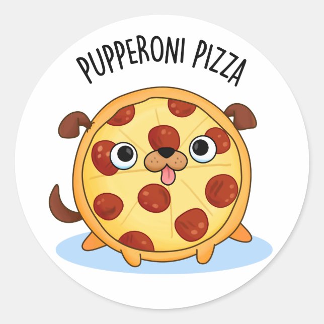 Pupperoni Pizza Funny Pizza Pun  Classic Round Sticker (Front)
