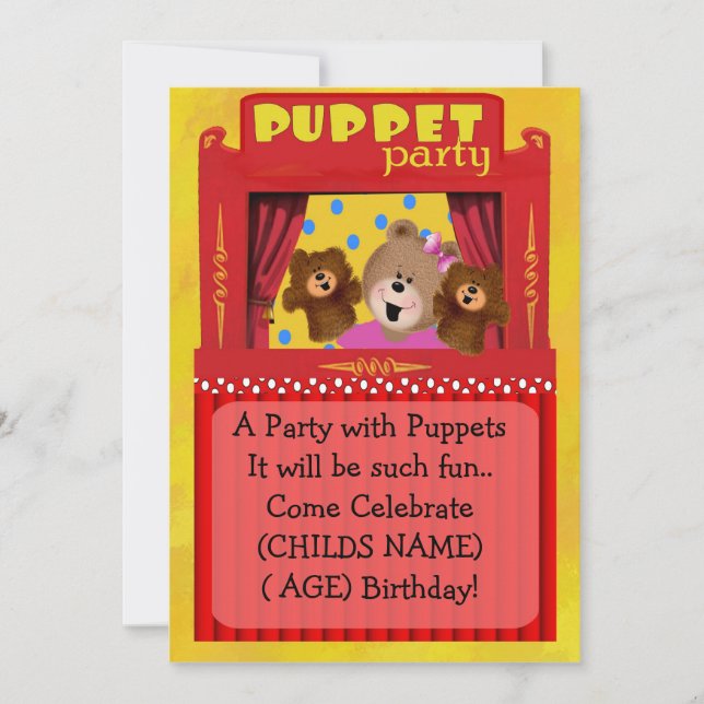 Puppet Party Invitation (Front)