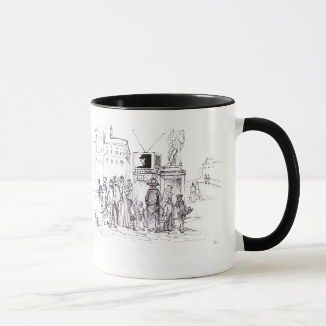 PUPPET SHOW Black White Drawing Mug (Right)