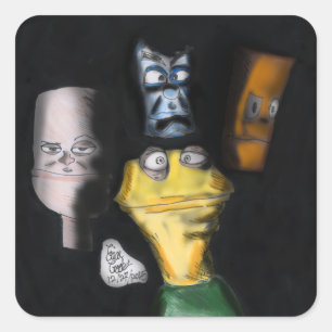 Puppets in the dark ( Erica Crooks puppet art ) Square Sticker