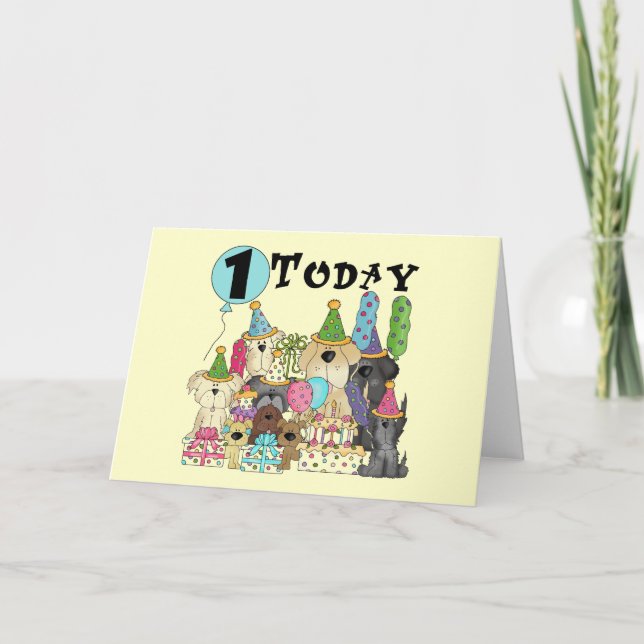 Puppies 1st Birthday Bash Tshirts and Gifts Card (Front)