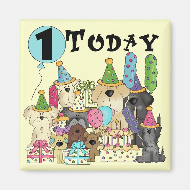 Puppies 1st Birthday Bash Tshirts and Gifts Magnet (Front)