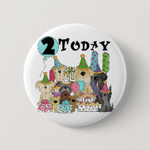 Puppies 2nd Birthday Bash Tshirts and Gifts 2 Inch Round Button