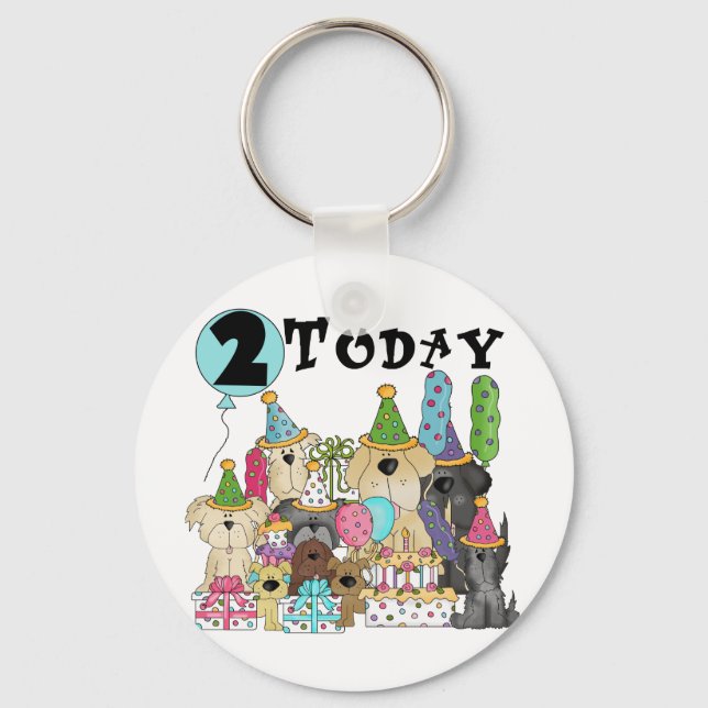Puppies 2nd Birthday Bash Tshirts and Gifts Keychain (Front)