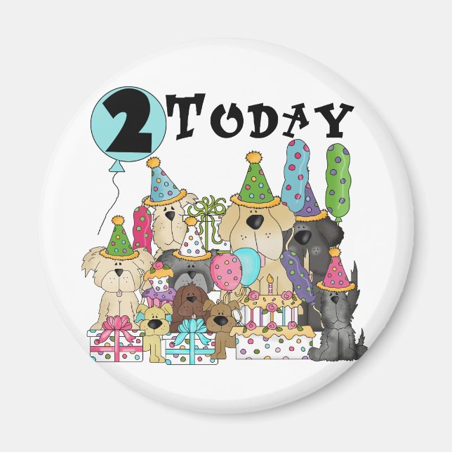 Puppies 2nd Birthday Bash Tshirts and Gifts Magnet (Front)