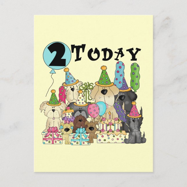 Puppies 2nd Birthday Bash Tshirts and Gifts Postcard (Front)