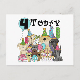 Puppies 4th Birthday Bash Tshirts and Gifts Postcard