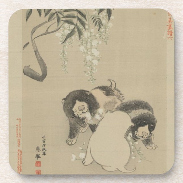 Puppies and Blossoms Coaster (Front)