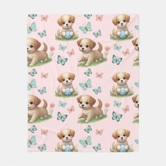 Puppies and Butterflies Pattern Blanket