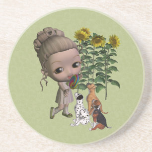 Puppies And Child Cute Drink Coaster