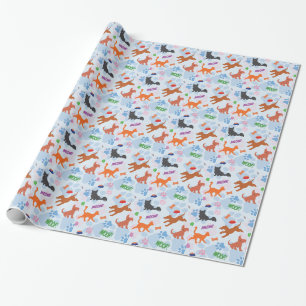 Puppies and kittens wrapping paper