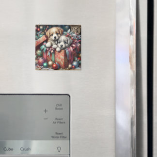 Puppies Christmas Magnet