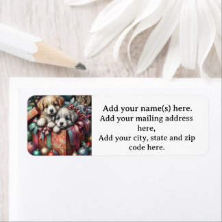 Puppies Christmas Return Address Labels