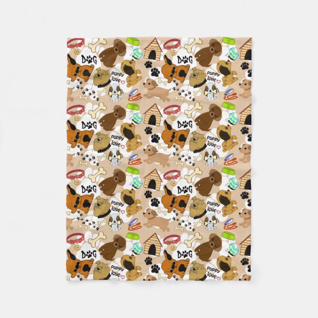 Puppies Fleece Blanket (Front)