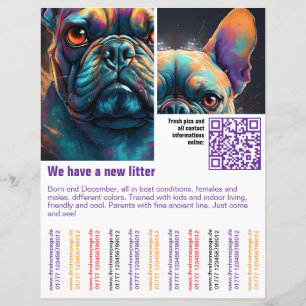 puppies for sale flyer template QR code
