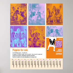 Puppies for Sale Poster Template 6 images QR Code