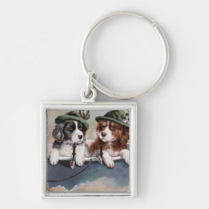 Puppies in Hats with Pipes Keychain