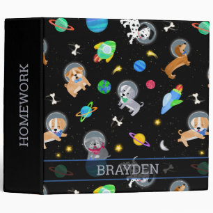 Puppies In Space Watercolor Dog Astronauts Binder