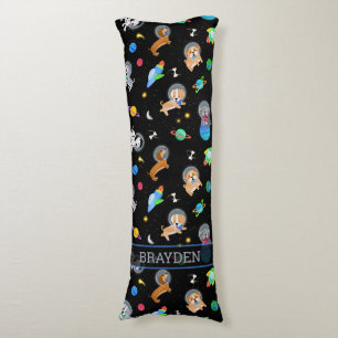 Puppies In Space Watercolor Dog Astronauts Body Pillow