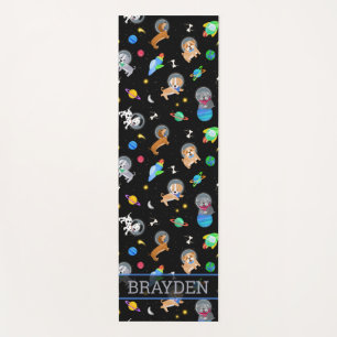 Puppies In Space Watercolor Dog Astronauts Yoga Mat