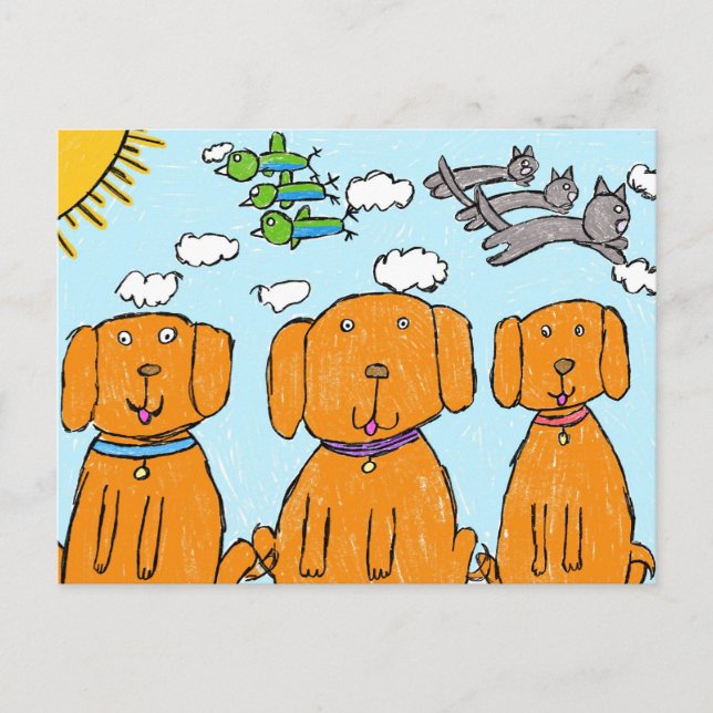 "Puppies in the Sun" Happy Postcard (Front)