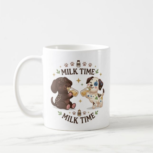 puppies milk time  coffee mug (Left)