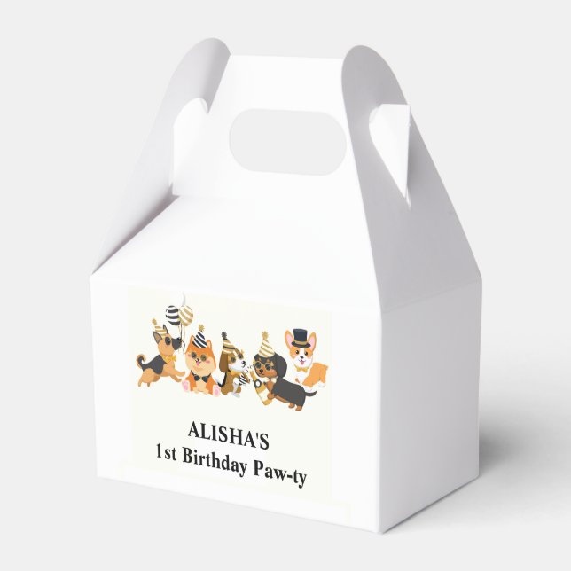 Puppies Pet Dogs Birthday  Favor Box (Front Side)