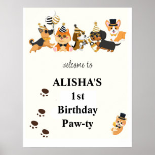 Puppies Pet Dogs Birthday Welcome Poster