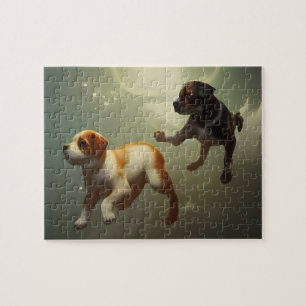 Puppies Running In Space Jigsaw Puzzle