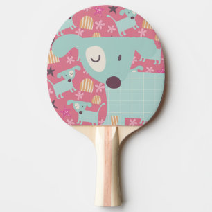 Puppies, Stars, and Flowers Ping Pong Paddle