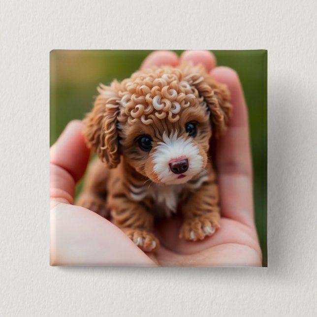 Puppy 2 Inch Square Button (Front)
