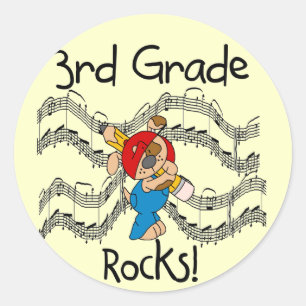 Puppy 3rd Grade Rocks Tshirts and Gifts Classic Round Sticker