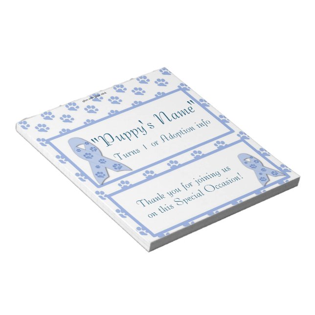 Puppy Adoption or Birthday Wrapper Party Favor Notepad (Angled)