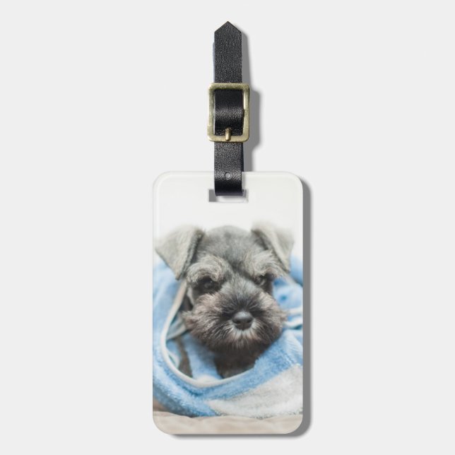 Puppy After Bath Luggage Tag (Front Vertical)