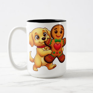 Puppy and Gingerbread Pal Two-Tone Coffee Mug
