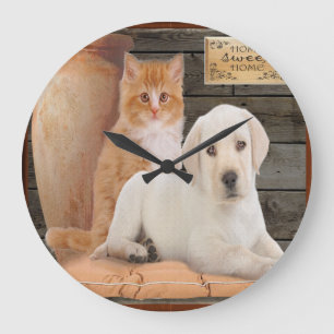 puppy and kitten clock