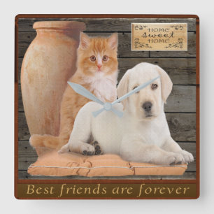 puppy and kitten clock