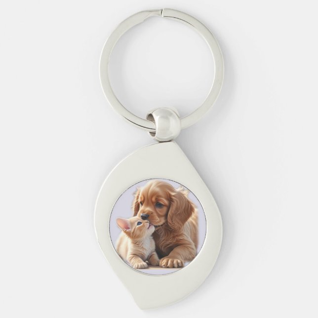 Puppy and Kitten Keychain (Front)