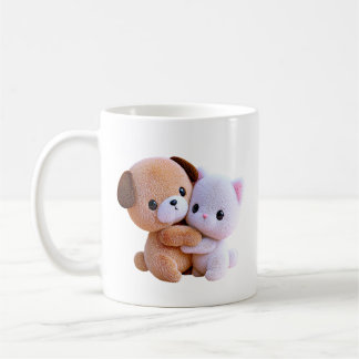 Puppy And Kitten Tender Cuddle Coffee Mug