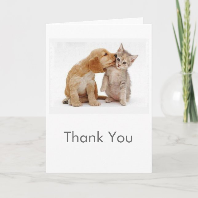 Puppy and Kitten Thank You Card (Front)