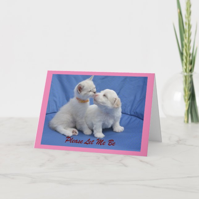 Puppy And Kitty Valentine Holiday Card (Front)