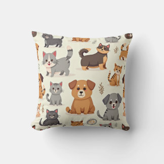 Puppy and Meow Pillow Cushion